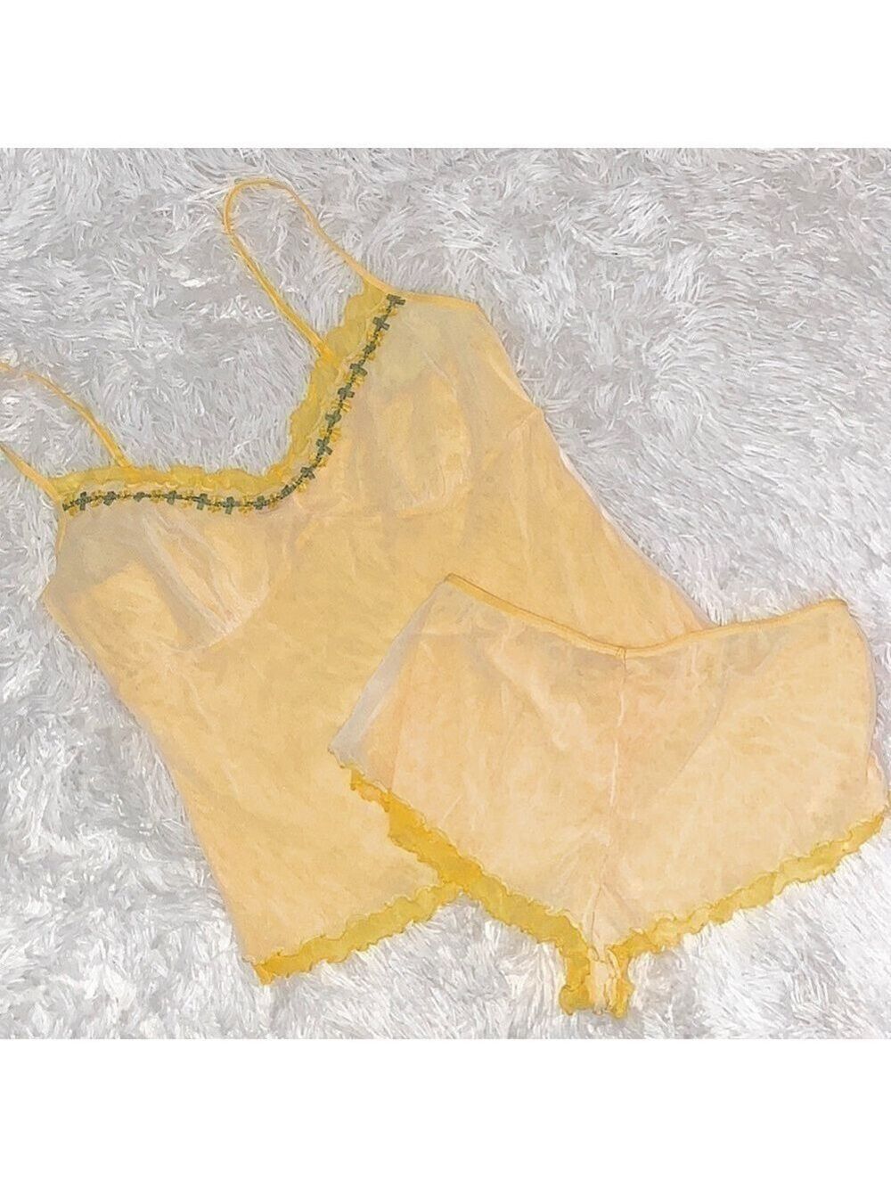 Vintage Y2K Victoria’s Secret micro mesh cami and shorty set